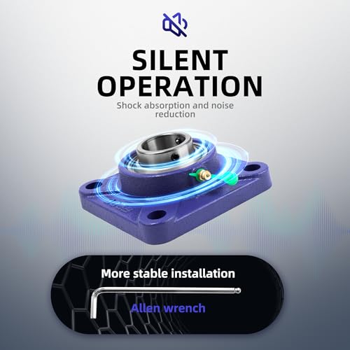 2 Stück UCF207 Vierkant Flanschlager mit Gehäuse,Schmiernippel aus Messing,Wellendurchmesser Ø 35 mm,Lagerstahl + Massiver Grauguss Generisch Spannlager,Quadratische Flansch Kugellager für Industrie