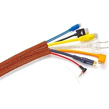 Cable Management Wire Loom 25ft -1/2 inch, Cable Sleeve Split Tubing, Cord Covers for Wires on Floor, Cord Protectors from Pets Chewing Cables, Black & Orange