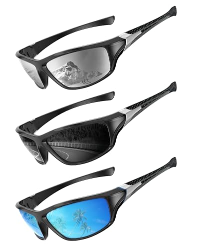 QALLY Polarized Sunglasses Men Sports Sunglasses for Men UV400 Sunglasses for Driving Golf Cycling Fishing Running