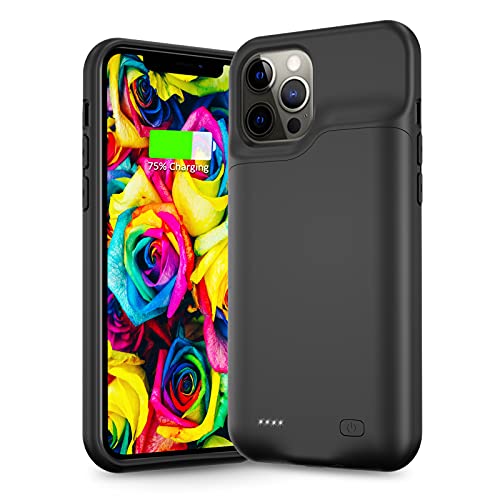 HUOBAO Coque de Batterie pour iPhone 12 Pro Max, [5500mAh Haute capacité] Étui de Chargeur pour iPhone 12 Pro Max Étui de Protection Portable pour Batterie Rechargeable (6,7 Pouces) (Black) Cover