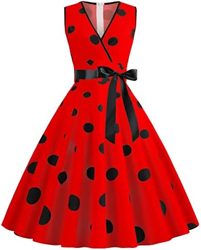 Vestido Vintage con Lunares Grandes – Cruzado, Cuello en V y Estilo Pin Up para Mujer