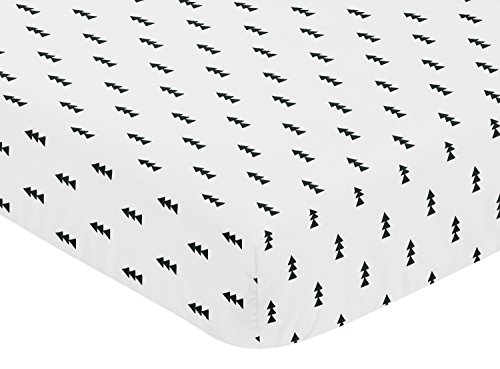 Image of Black and White Triangle Tree Baby or Toddler Fitted Crib Sheet for Bear Mountain Watercolor Collection by Sweet Jojo Designs