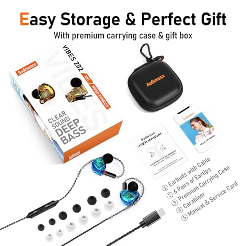 Image of Audiovance Vibes 202ML HiFi Wired Earbuds for iPhone 14 /13 /12 /11 /X, Pro Max