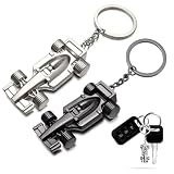 2 Pezzi Portachiavi per Auto in Metallo, Accessori per Chiavi – Regali per gli Appassionati di Corse, Auto e Formula 1, Regalo per Ragazzo, Uomo, Donna, Fan delle Corse (Argento/Nero)
