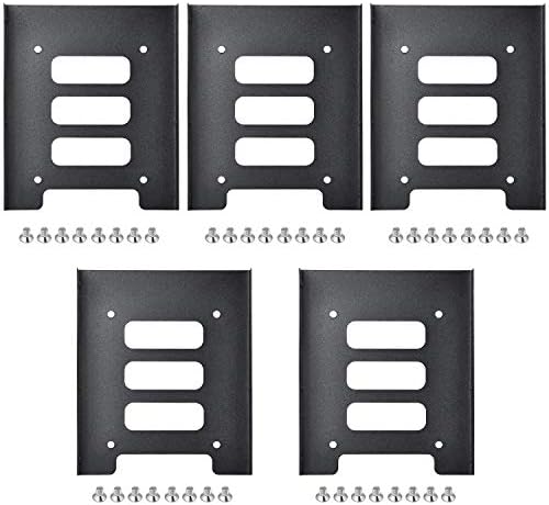 TRIXES Pack of 5 Black Metal Internal Mounting Kits for 2.5 Inch SSD Laptop Drives & 3.5 Inch Hard Disk Drives - Brackets for Hard Drive - High Performance Mounting Replacements for Hard Drives