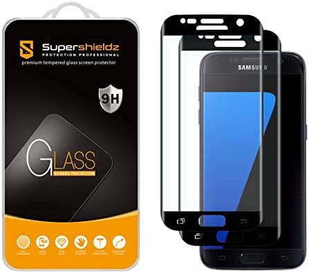 Supershieldz (2 Pack) Designed for Samsung Galaxy S7 Tempered Glass Screen Protector, (Full Screen Coverage) Anti Scratch, Bubble Free (Black)