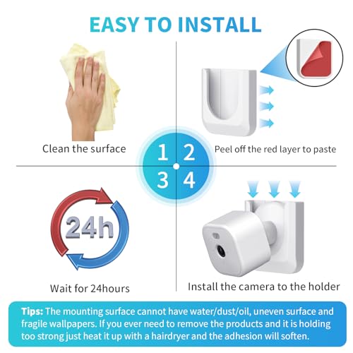 Image of Blink Mini 2 No Drill Wall Mount Bracket for Blink Mini 2 /Blink Outdoor 4 /Blink Indoor Camera,No Screw Adhesive Blink Camera Mount for Blink Indoor Outdoor Camera 3Pack (Camera Not Included),White