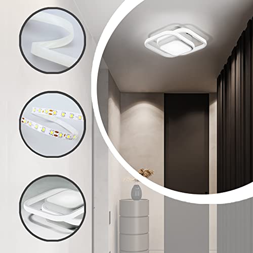 Caneoe Small Ceiling Light, Square Modern Led Ceiling Light Fxitures, Cool White Hallway Light Fixture Ceiling For Bedroom Kitchen Living Room Study Asile Lamp Corridor Lights (White) #TOP5