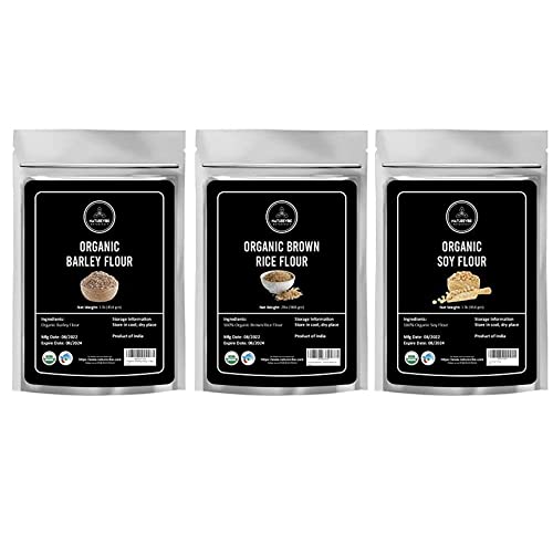 Naturevibe Botanicals Barley Flour 1Lb, Brown Rice Flour 2Lbs And Soy Flour 1Lb|Flours Combo #TOP10