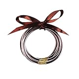 Caiyao Lightweight Colorful Glitter Jelly Beads Filled Bangles Stackable Silicone Bracelets with Bowknot Set Cute Lovely Sparkling Jewelry for Women-Brown