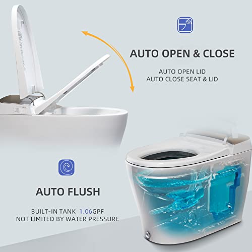 Casta Diva Smart Toilet With Built-In Tank Auto Open/Close Lid Blackout Flushing Foot Kick Auto Flushing 1.06Gpf, Elongated, Golden Bronze Lid(Built In Tank) #TOP1