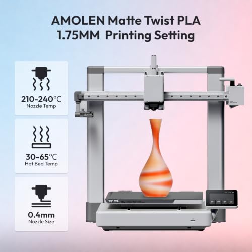 Image of AMOLEN Matte PLA 3D Printer Filament Bundle, Multicolor Gradient Rainbow PLA 1.75mm Pack, Fast Color Change 3D Printing Filament for Most FDM 3D Printer, 200g X 4 Spools