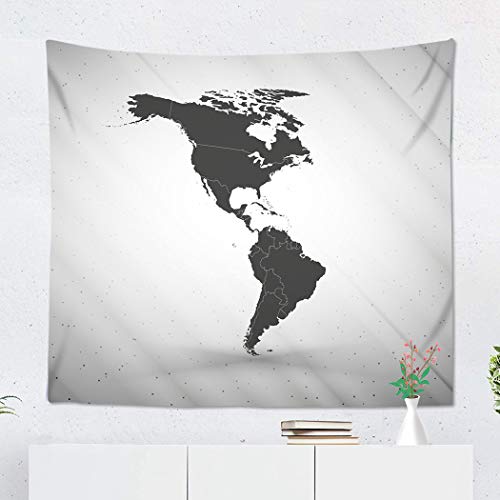 Uoopati Tapeçaria para pendurar na parede, mapa da América do Sul em cinza tapeçaria de arte de pare