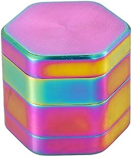 NeraNena Hexagonal Herb Grinder Rainbow Colorful Crusher 2.3" High Grade Zinc Metal