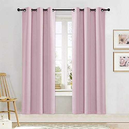 NICETOWN Room Darkening Curtain for Girl's Room Nursery Essential Thermal Insulated Solid Grommet Top Window Treatment Drape (Lavender Pink=Baby Pink,