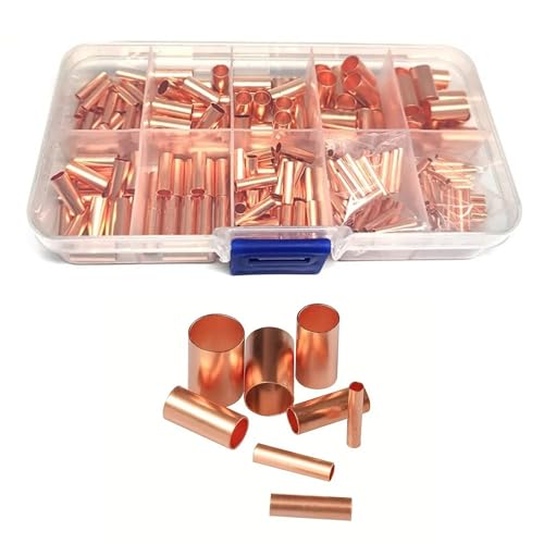 7 Sizes Wire Copper Crimp Connector Non Insulated Electrical Cable Pin Cord End Terminal Assortment Kit, 250PCS