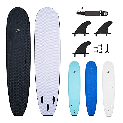 South Bay Board Co. - 8' Verve Premium Foam Surfboards - Wax-Free Soft-Top Surfboards - Best Beginner Surfboards for Kids & Adults â€“ Fins & Leash Included - Patented Heat Damage Prevention System