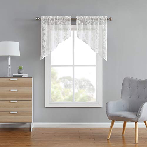 LinenZone Lace Kitchen Swags. Window Treatment for Kitchen or Small Window. Lace Swags Can Be...