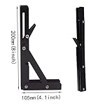 VinBee 2 Pcs Folding Shelf Brackets 8 inch Black Heavy Duty Metal Triangle Table Bench Collapsible Shelf Bracket, Shelf… - Image 2