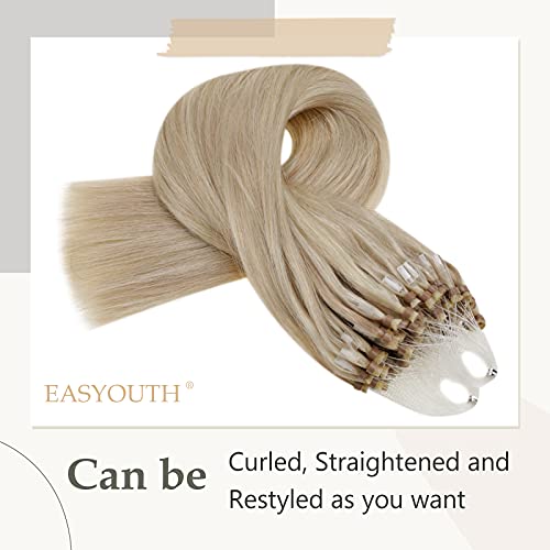 【Save More】Easyouth Clip In Hair Extensions Real Human Hair And Micro Ring Hair Extensions #18P613 22+22 Inch #TOP2