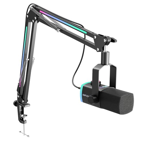 FIFINE AM8 Upgradation Gaming Microphone with RGB Boom Arm for Streaming Podcast XLR/USB Dynamic Mic with Mix Control Tap-to-Mute for PC/Computer/Laptop/Mac/Audio Mixer Recording - AM8PROT