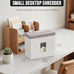 Déchiqueteuse Compacte Suntiko 5 Feuilles à Coupe Croisée Marron + Blanc | Protection de la Vie Privée P4, Mode Inverse Anti-Blocage, Sécurité Thermique, Bac Transparent de 2,38 Gal pour Bureau à Domicile