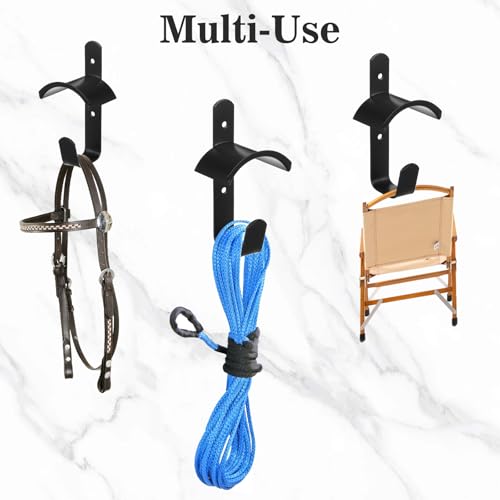 4PCS Horse Bridle Hooks, Metal Bridle Rack Wall Mount With Hook, Black Bridle Rack With 8 Screws, Horse Tack Storage Room Trailer Stall Stable Barn Accessories, For Horse Barn Tack Room Stall Storage - Thumbnail 5
