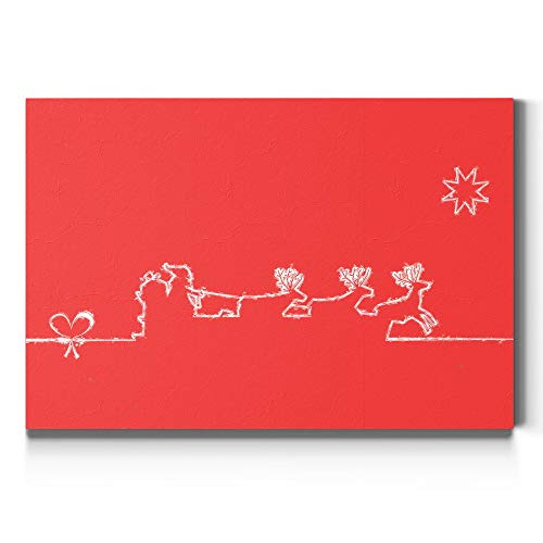 Renditions Gallery Canvas Abstract Wall Art Home Paintings & Prints Artwork Red White Sleigh Santa Modern Glam Festival Wall Hanging Decorations for Bedroom Office Kitchen - 32"x48" LT20