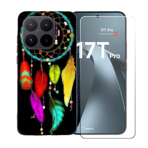 LCEHTOGYE �K�p Xiaomi 17T Pro +�����K���X�X�N���[���v���e�N�^�[�p�P�[�X�A�K�p Xiaomi 17T Pro (6.83")�ƌ݊����̂���u���b�N�\�t�gTPU�V���R���Q���P�[�X�ی�J�o�[ BST2