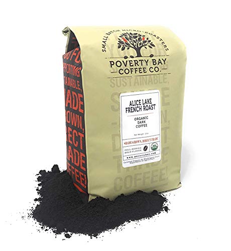 Dark Roast Coffee Beans - Ground Coffee - Alice Lake Organic Coffee Beans, Freshly Roasted by Poverty Bay Coffee Company, 2lb Bag of Dark Coffee