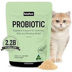Petz Park Probiotics for Cats 60 Scoops, Cat Probiotic Powder for Hairball and Digestive Support, Gut Health Supplement for Cats and Kittens, Cat Food Topper Made in Australia