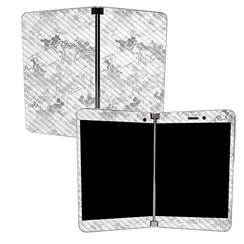 Image of MightySkins Carbon Fiber Skin for Microsoft Surface Duo - Viper Snow | Protective, Durable Textured Carbon Fiber Finish | Easy to Apply, Remove, and Change Styles | Made in The USA