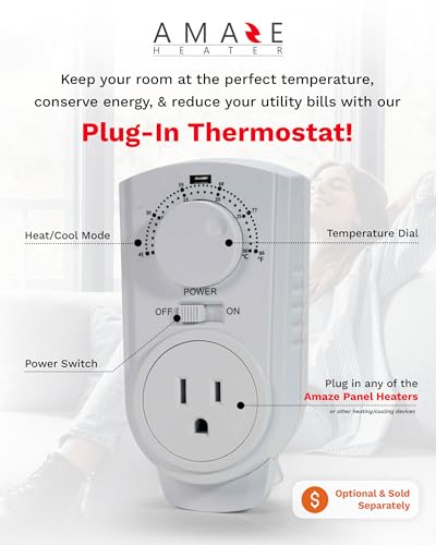 Large Room Indoor Heater - 600W Amaze Maxi Convection Panel Heater w/Wall Mount Kit, Up to 300 sq ft Room - 36”x24” Paintable, Energy Efficient, & Silent for Bathroom, RV or Garage- Amaze Heaters - Thumbnail 6