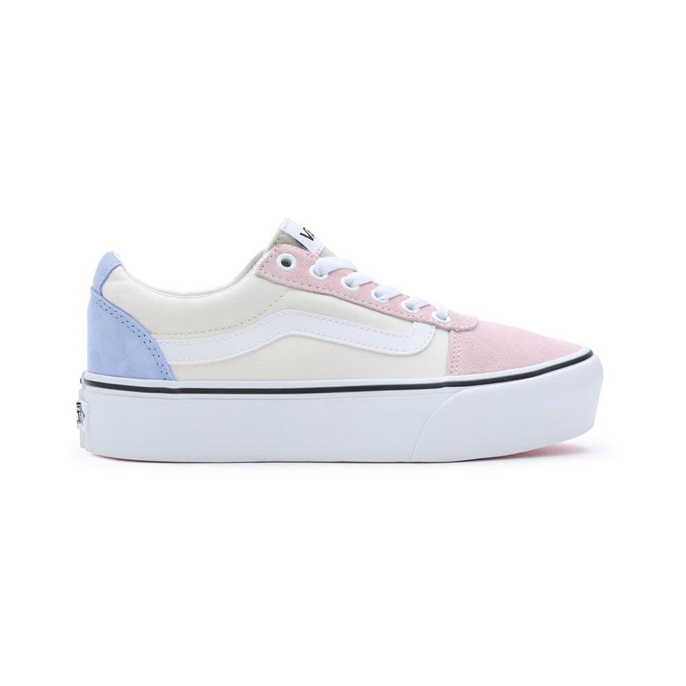 Vans Ward Platform Sneaker, Patchwork Hellblau, 36 EU, Farbblock, Hellviolett, Mehrfarbig, 36.5 EU