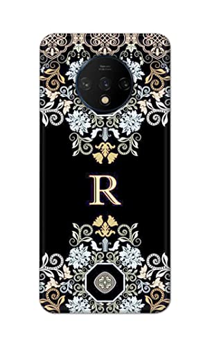 Image of PRINTFIDAA Name II Initial II Letter Floral Pattern Alphabet R Printed Designer Hard Back Case Cover for OnePlus 7T -(RP) MVN1007