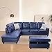 SIENWIEY Blue Leather Sectional Couch for Living Room Set,Sectional Sofa L Shape Couch with Storage Ottoman/Blue Faux Leather/Facing Left Chaise