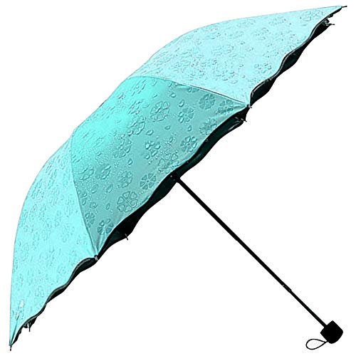 iimono117 折りたたみ傘 晴雨兼用 レディース (スカイ・ブルー) 超軽量 265g 浮き花柄 UVカット 遮光 超撥水 耐強風 紫外線対策 梅雨 携帯しやすい コンパクト おしゃれ