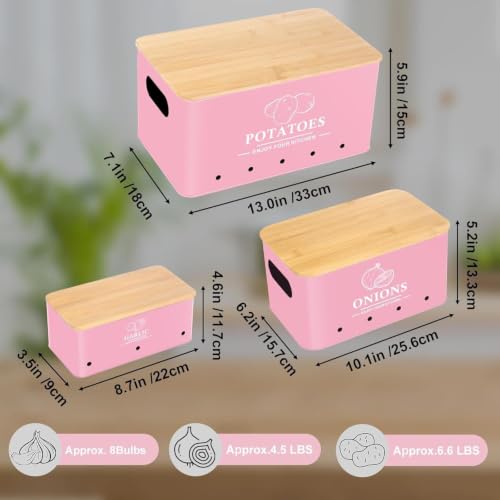 Image of 3 Pieces Potato Onion & Garlic Storage Bin Sturdy for Kitchen Counter | Kitchen Storage & Organization | Food Storage Containers.