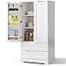 Bealife Armadio da Cucina Credenza, Armadietto Alto Mobile di Storage con 2 Porte e 2 Cassetti, Ideale per Cucina,Stanza da Pranzo, Soggiorno,120x40x60cm Bianco