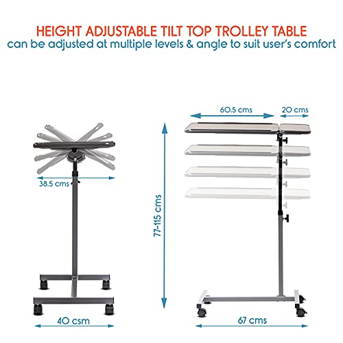 KosmoCare Oak Deluxe Tilt Top Height Adjustable Multipurpose Overbed