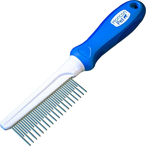 Horicon Pet Detangling Grooming Comb with Long & Short Stainless Steel Metal Teeth – Dogs, Cats & Small Animals for Removing Matted Fur, Knots & Tangles