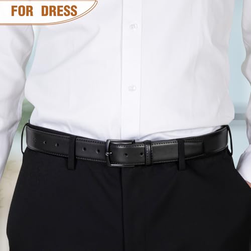 Men's Belt 2Pack Genuine Leather Belt for Men Dress Casual Golf Jeans Pants 1 3/8"4