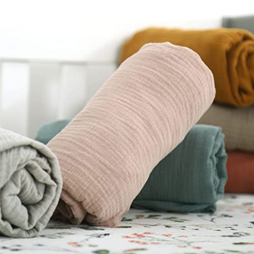 Image of GRSSDER Soft Muslin Crib Sheet 1 Pack, 100% Cotton Crib Sheets for Boys and Girls, Fit Standard Crib Mattresses 52 inch x 28 inch Safe and Snug, Natural