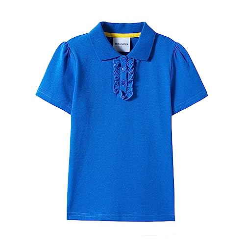 Image of Mud Kingdom Girls Short Sleeve Ruffle Pique Polo Uniform Top Stretch Lightweight
