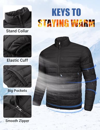 COOFANDY Mens Puffer Jacket Packable Lightweight Jackets Winter Coat Windproof Zipper Down Jacket2