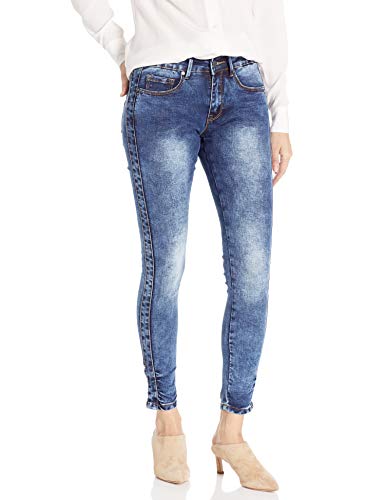 Lola Jeans Women's Plus Size Blair Skinny Ankle, Medium Blue Distressed, 34