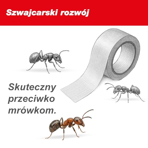 SWISSINNO Klejący Pierścień na Drzewa – Zwalcza Gąsienice i Mrówki – Pułapka Barierowa z Białą Taśmą – Samoprzylepna – 5cm x 5 Metry – Działa Mechanicznie