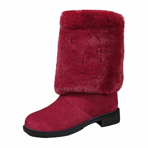 Bottines pour femme avec talon et tige large bottes d'hiver chaudes confortables