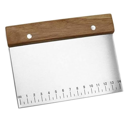 Generic Stainless Steel Pastry Scraper - Dough Bench Scraper Bread Cutter Chopper with Non-Slip Wooden Handle and Measuring Scales