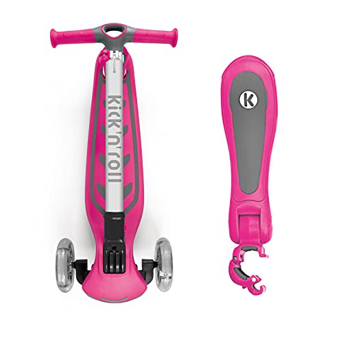 Kicknroll 3 Wheel Scooter For Kids Ages 3-5, Extra-Wide Deck Lean To Steer Foldable Toddler Scooter With Seat, 3 Led Light Wheels & 4 Adjustable Height, 110 Lbs Capacity- Pink 2 In 1 Kids Scooter #TOP5